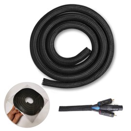 YIXISI Cord Protector Split Wire Loom Braided Cable Sleeve, 10ft - 1/2 inchCord Protector Wire Loom Tubing Cable Sleeve Split Sleeving for Television, Computer Cables, Prevent Pet from Chewing Cords