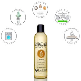 EARTHLITE Massage Oil NATURAL-NUT - FORMULA - Unsurpassed Glide, 100% Chemical-Free, Unscented, Gray, 8 Oz
