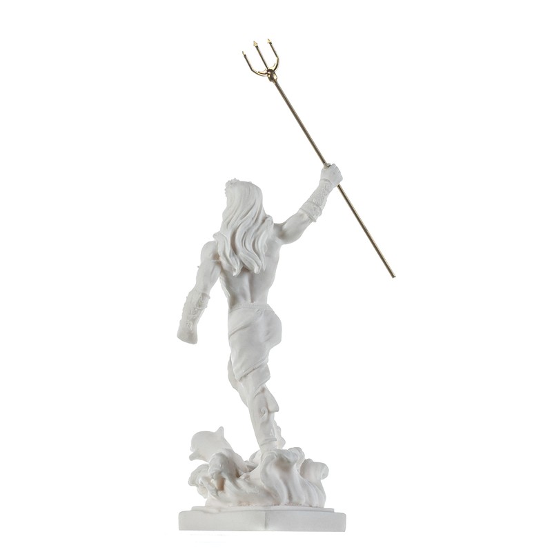 BeautifulGreekStatues Poseidon Greek God of The Sea with Trident Alabaster