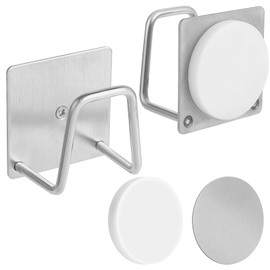 Everlling Magnetic Sponge Holder for Kitchen Sink,1 Pcs Strong Magnetic Stainless Steel Rack Stand, Kitchen Accessories, Dish Sponge Organizer, Scrubber Caddy, with Extra Magnets and Metal Plates