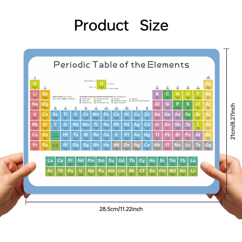 Dinggaogao Laminated 11.22 x 8.27Inch Periodic Table of Elements Chart,