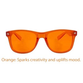RobRia Color Therapy Glasses - Chromotherapy Tinted Lens Glasses, Scratch-Resistant Lenses with Premium Frames (Orange)