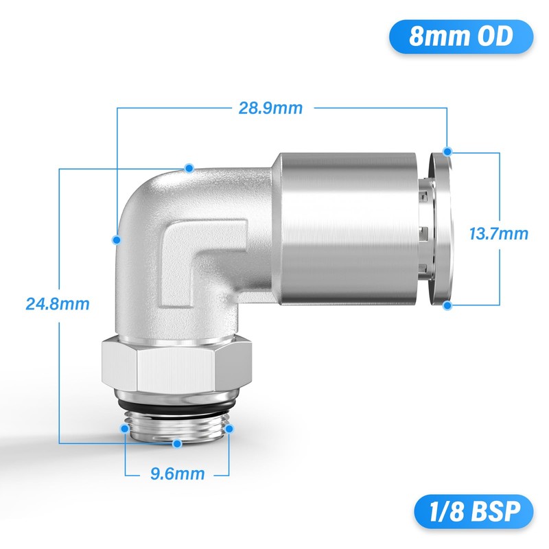 TAILONZ PNEUMATIC Elbow 8 mm Pipe AD x 1/8 Inch