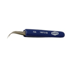 Aven 18072-ER Pattern 7 Curved Super Fine Comfort Grip Precision Tweezer, Stainless Steel, 4-1/2" Length