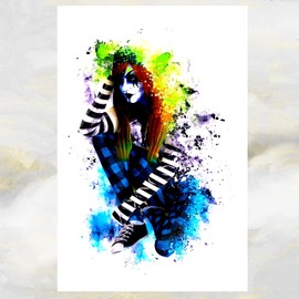 Modern Art Goth Girl Birthday Card