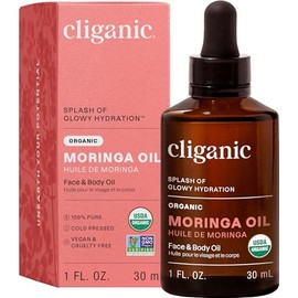 Cliganic Organic Moringa, 30 ml Facial Oil - USDA Certified Pure Single-Ingredient Skincare Product - Ideal for Dry Skin - Sustainably Sourced and Minimally Processed Facial Skin Care Products