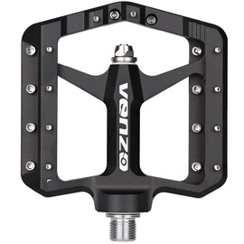 Venzo Flat Mountain BMX MTB CNC Bike Sealed Oversized Bearing Pedals - Large Bicycle Platform -98mm x 98mm- 15mm Thickness - Pedals 9/16" with Anti-Skid Anti-Slip Nail - Downhill