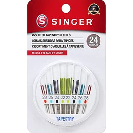 SINGER - Agujas de tapiz en esfera compactas, agujas de costura de varios tamaños, tamaños 22, 24, 26, 28, juego de 24