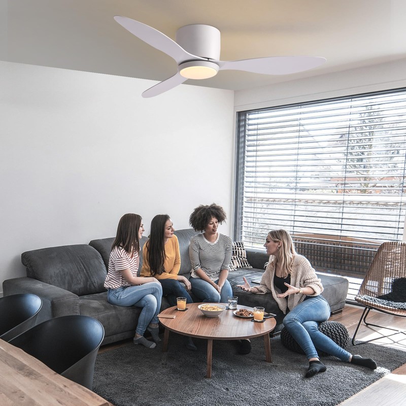 Nuoqiso 42 Inch Flush Mount Ceiling Fans with Lights and