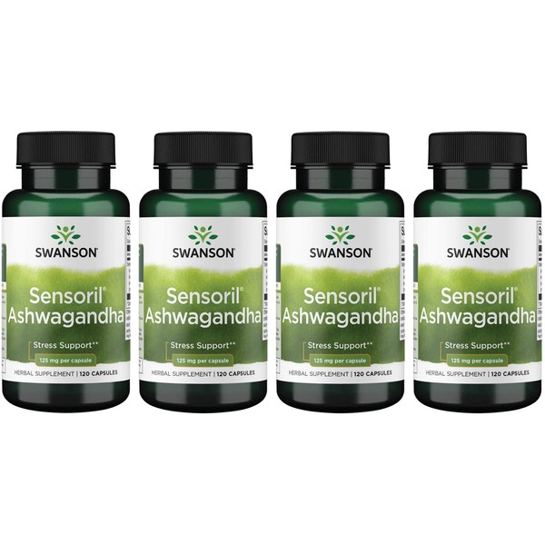 Swanson Sensoril Anti-Stress Nutraceutical 125 Milligrams 120 Capsules (4 Pack)