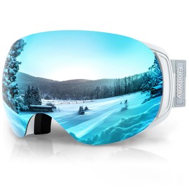 Findway Ski Goggles for Glasses Wearers Men Women Snowboard Goggles with Magnetic Interchangeable Lenses, Snowboard Goggles Magnetic Glasses Wearers Polarising OTG, Anti Fog, All-Weather Mirrored Ski