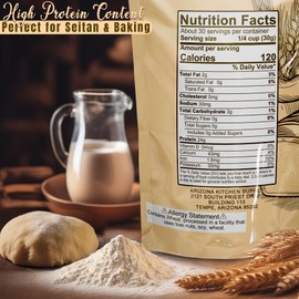 2.2 lb Vital Wheat Gluten | High-Protein, All-Natural Wheat Protein for Bread, Pizza Dough, Seitan, and More | Vegan & Keto-Friendly Baking Essential by Arizona Kitchen Supply