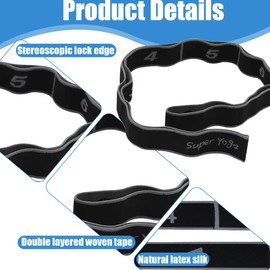 Yoga Stretch Gurt, Stretching Band Strap mit 8 Intensitätsstufen, Fitness-Gummiband Segmentiertes Widerstandsband für Yoga r für Yoga, Latein, Pilates, Tanz, Fitness （Grau）