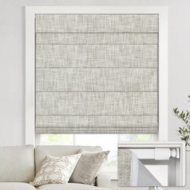 UNISHADES No Drill Cordless Roman Shades, 35×64 in, Room Darkening Beige