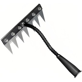 Gardenia Iron Weeding Rake, Iron Rake 2.0 for Gardening and Weeding, Detachable Double-Edged Blade Design Carbon Steel Heavy-Duty Weed Rakes,Hand Weed Puller Tools for Lawn Yard Garden Farm(7 teeths)