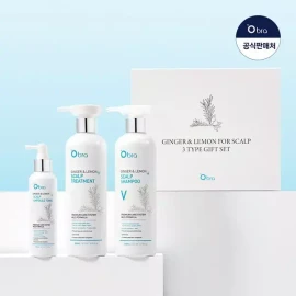 Obra 오브라 진저앤레몬 3종 세트 볼륨샴푸+트리트먼트+앰플토닉 기능성인증 Obra Ginger & Lemon 3-Piece Set Volume Shampoo + Treatment + Ampoule Tonic Functional Certification