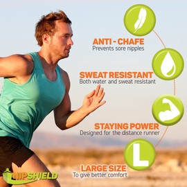 NIPSHIELD Nipple Covers for Running 25-Pack - Anti Chafing Nip Guards for Jogging - Larger 35mm Running Nipple Shields - Sweat, Water- Resistant Nipple Pads - Disposable Travel Friendly Nip Protectors