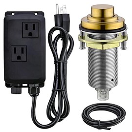 SINKINGDOM SinkTop Air Switch Kit with Brass Gold Long Button (Full Brass) for Garbage Disposal