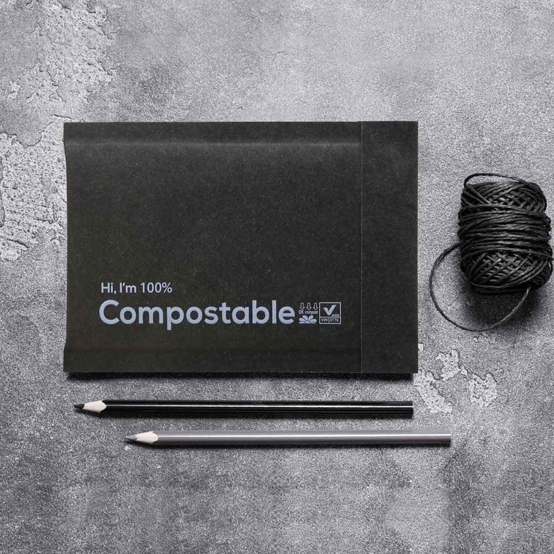 6x10 100% Biodegradable Bubble Mailers,25 Count Kraft Black #000 Compostable