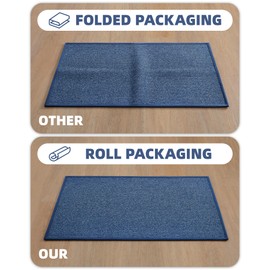 Color&Geometry Large Front Door Mat Indoor Entrance, 24"X47" Indoor Mats for Entryway Non Slip Rubber Backed, 2x4 Dirt Trapper Double Door Mat Washable, Blue (Rolled-up NO Creases)