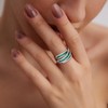 RANDES 925 Sterling Silver Crossover Statement Ring Wedding Bands Emerald