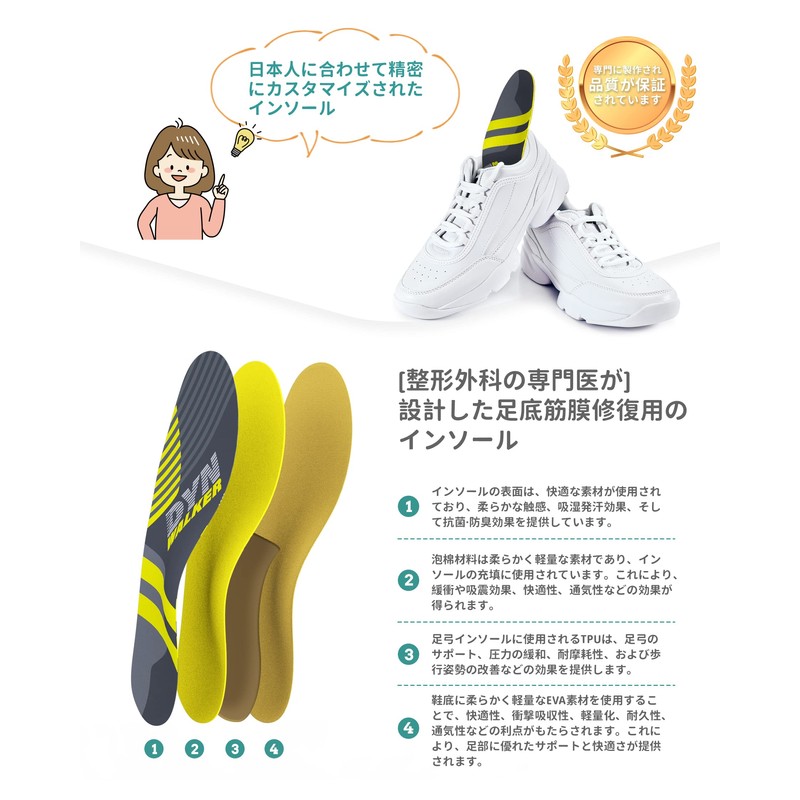 Insoles Arch Support, DynWalker Insoles Shock Absorbing Standing Work Walking,