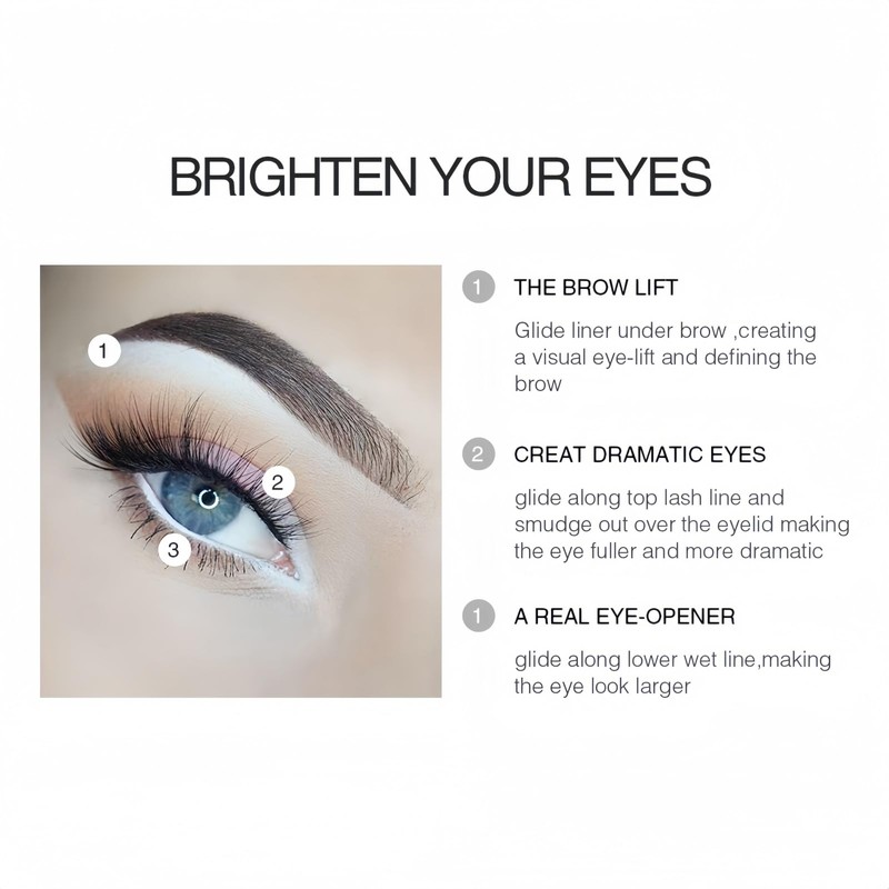 3PCS White Eyeliner Pencils,Soft Highlighter Gel Eyeliner Pencil,White Pencil for
