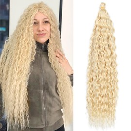 Deep Twist Crochet Hair Water Wave Twist Hair Bundles Synthetic Curly Braiding Hairstyle Hair Extension Ombre Kinky Curl Braiding Hair Piece 26 Inch 3 Packs