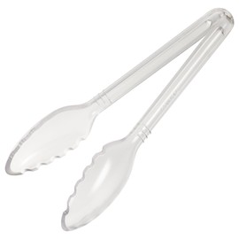 Winco 9" Commercial-Grade Curved Serving Tongs, Clear