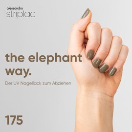 alessandro Striplac UV-Nagellack The Elephant Way - Deckend & Kratzfest bis zu 15 Tage - Leichtes Auftragen - Schonende Abziehtechnologie - Vegan - Grün, 6,5ml