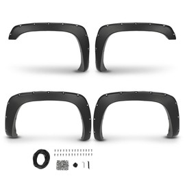 G-PLUS Fender Flares 4Pcs,Compatible with 1999-06 Chevy Silverado/GMC Sierra (Incl. 2007 Classic Models/Do not fit Dually & Step-side models),Fit Fleetside 78.0" /96.0" Bed Length,Smooth Riveted Style