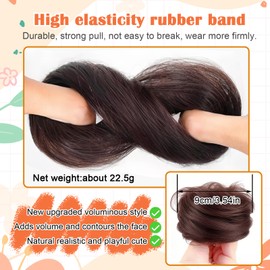 DOAGEAS Dark Brown Messy Bun Hair Piece Human Hair - Natural Curly 100% Human Hair Wavy Tousled Updo Bun Buns Hair Piece for Women Real Scrunchies Hair Pieces Ponytail Extensions