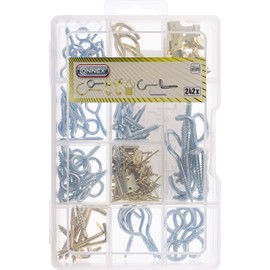 Connex Screw and Picture Hooks Assortment 242 Pieces – Hooks & Picture Hangers in Set – Pre-sorted in Practical Plastic Box – Universal Use / Hook Set / Assortment Box / DP8500110