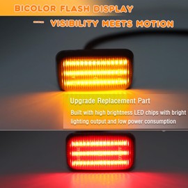 ZDEERAOTO Amber&Red LED Front & Rear Fender Side Marker Lights Kit for Chevy Silverado GMC Sierra 2500HD 3500HD Dually Bed Fender Side Markers 2015-2023,Smoked Lens Side Bumper Marker Lamps (B STYLE)