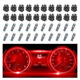 carleef 20PCS Car LED Dash Lights - Super Bright Instrument Cluster Light Bulbs with T5 37 74 LED Bulbs & Twist Lock Socket - Universal 12V LED Lights for Car Interior Accessories (Red)