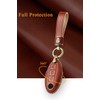 SANRILY 3-Button Leather Key Fob Cover for Nissan Armada Rogue
