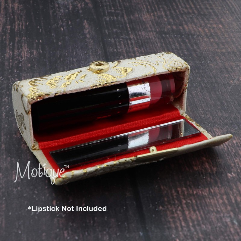 Motique Accessories Lipstick Case with Elegant Paisley Design - Gold