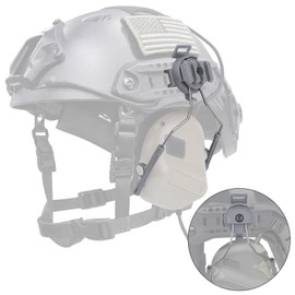 Qavctw 2 pcs Fast Tactical Helmet Accessories Rail Suspension Headphones Bracket for Fast AF Rail System for Airsoft Activities Ear Hearing Protection Plus Extended Mode Grey