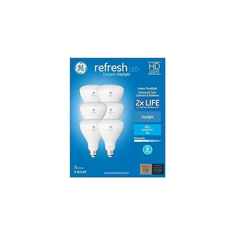 GE Refresh 6-Pack 65 W Equivalent Dimmable Daylight Br30 LED