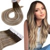 Hetto Remy Real Hair Tape-In Extensions, Balayage, Dark Brown Mix,