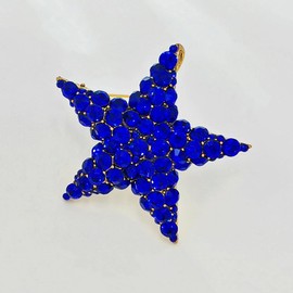 CYPINA Glitter Full Micro Pave Blue Crystal Five Point Star Brooch Pin Independent Day Inspiration Jewelry