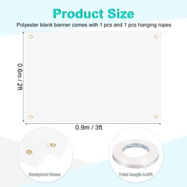 PATIKIL Vinyl Blank Banners Signs to Decorate 2'x3' Sublimation White Banner with Hanging Rope for Business Outside Outdoor Wall