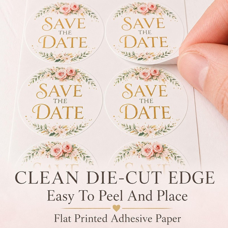 Save The Date Envelope Stickers: 120 Pcs Floral Seals 1.6
