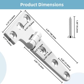 RiaYer Heavy Duty 316 Stainless Steel T Hinges, Marine Grade, 4" x 2" - 2 Pack with Screws for Boats, Cabinets, Doors, Trailers & Gates