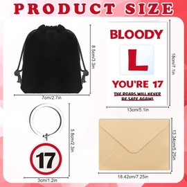 Luvart 17th Birthday Card with Keyring - Funny Learner Driver Gifts for 17 Year Old Boys Girls, Bloody L 17 Birthday Cards Keychain Gifts Set for Teens, Sons, Daughters, Brothers, Sisters