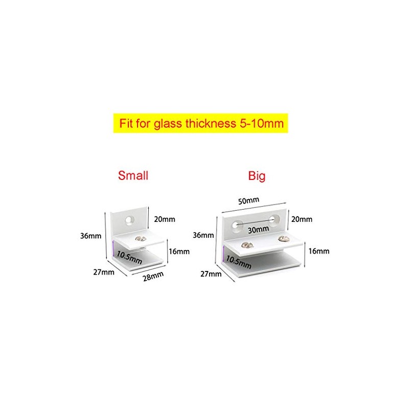 F Shape Glass Clamp Aluminium Alloy Glass Support Bracket Fit