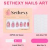 Sethexy Pink Gradient Press On Nails 3D Medium Coffin False