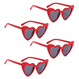 ZPLASK 4 Pcs Heart Glasses, Red Heart Sunglasses, Love Heart Sunglasses for Protection Eyewear, Heart Shaped Sunglasses For Parties Swimming Pools Music Festivals