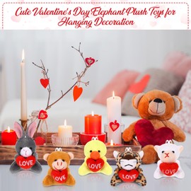 Blueweenly 24 Pcs Valentine's Day Gifts Exchange for Classroom Mini Plush Animals with Heart Valentine Small Stuffed Animal Toys Valentines Mini Keychain for Kids Party Favor Rewards Bags Filler