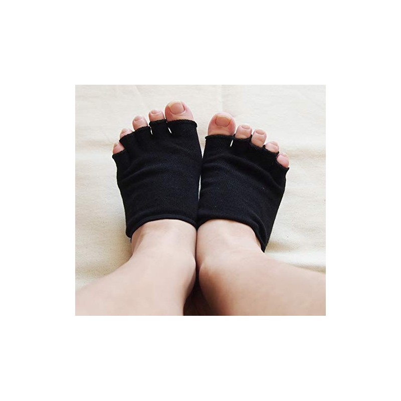 Footless Convex Socks, Full Toe Socks, Black
